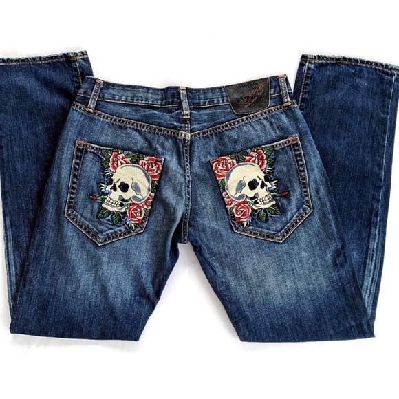 HOST PICK- ED HARDY AUDIGIER Y2K EMBROIDERED JEANS/ SIZE 29/NEW CONDITION - Picture 5 of 10